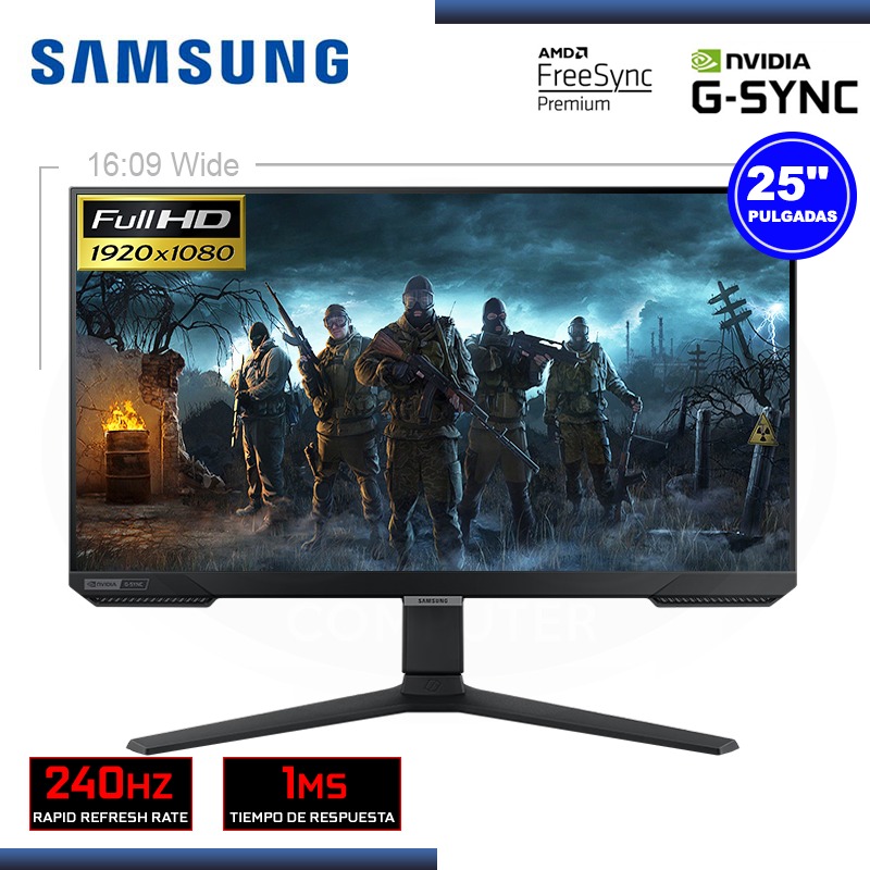 MONITOR LED 25\" SAMSUNG ODYSSEY G40 LS25BG402ENXGO 1920x1080 HDMI DP 1MS/240Hz/FREESYNC PREMIUM/COMPATIBLE NVIDIA G-SYNC