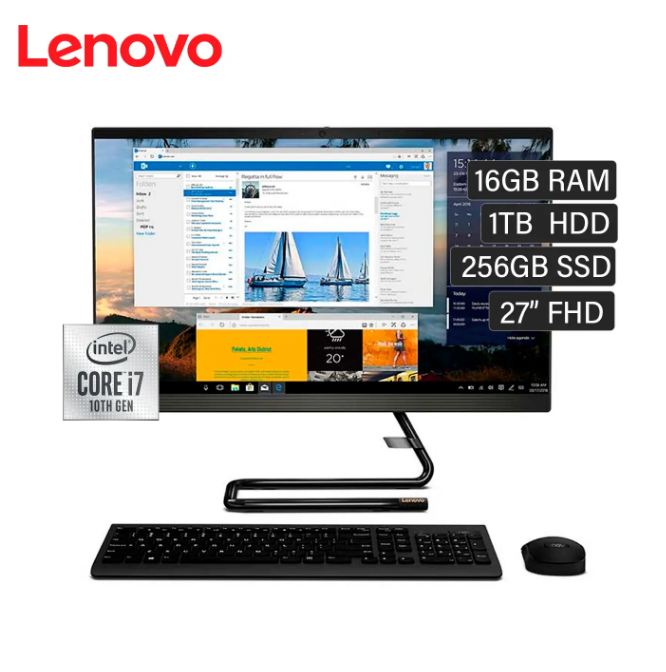 Lenovo Ideacentre 3 AIO 27Imb05 Intel Core i7 10700T RAM 16GB Disco 1TB + 256GB SSD 27″ FHD Windows 10
