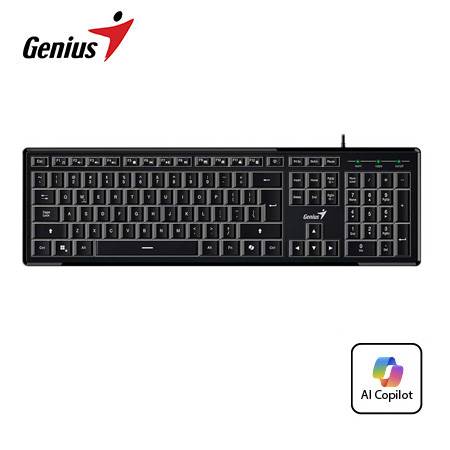 TECLADO GENIUS SLIMSTAR 820 RETROILUMINADO AI COPILOT USB SP BLACK (31310055401)