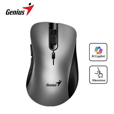 MOUSE GENIUS ERGO 8100S AI COPILOT WIRELESS 6-BOT SILENT ERGONOMICO SILVER/GRAY (31030040404)