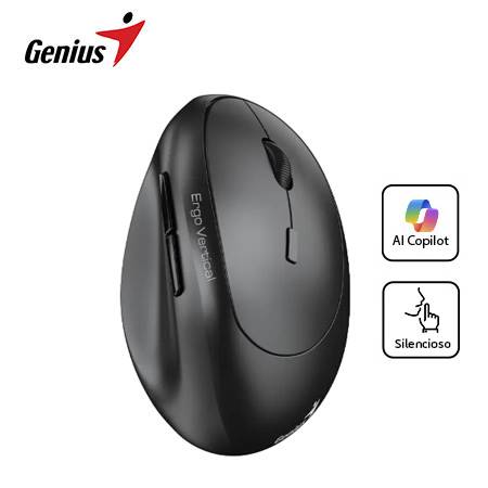 MOUSE GENIUS ERGO 8350S AI COPILOT DUAL WIRELESS/BLUETOOTH VERTICAL 6-BOT SILENT ERGONOMICO DARK GREY (31030041400)