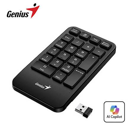 TECLADO NUMERICO GENIUS NUMPAD 1000 WIRELESS C/TECLA COPILOT USB CHOCOLATE KEYS BLACK(31320003400)