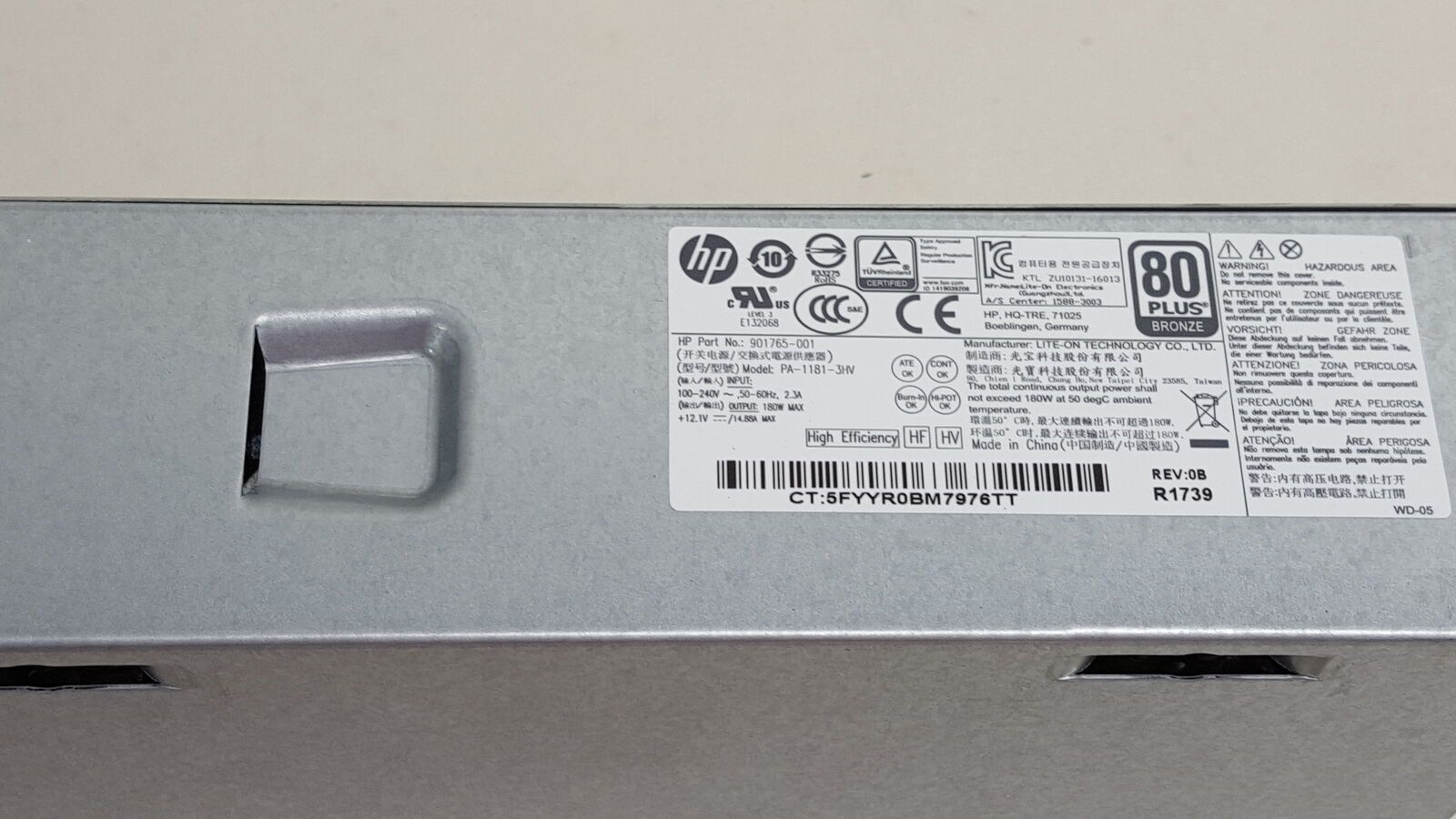 Fuente de Poder HP ProDesk 600G3 Sff 180W DPS-180AB-26A DPS-180AB-3A 901765-003 901765-001 Retirado de Equipo en uso