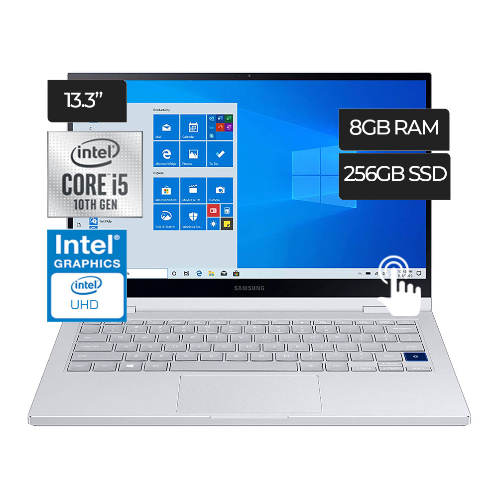 LAPTOP SAMSUNG GALAXY BOOK FLEX ALPHA 2 EN 1,13.3\", INTEL CORE I5-10210U 1.60-4.20GHZ, 8GB DDR4, 256GB SSD, TECLADO EN INGLES, COLOR PLATEADO