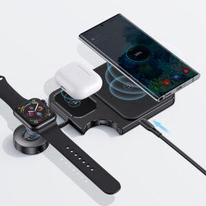 Cargador Inalambrico 3en1 para Celular, Earpods y Smartwatch 15W Negro