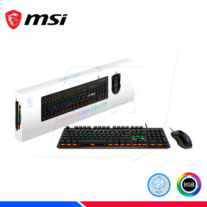 ACCESORIO MSI FORGE GK300 COMBO BLUE US GAMING KEYBOARD USB