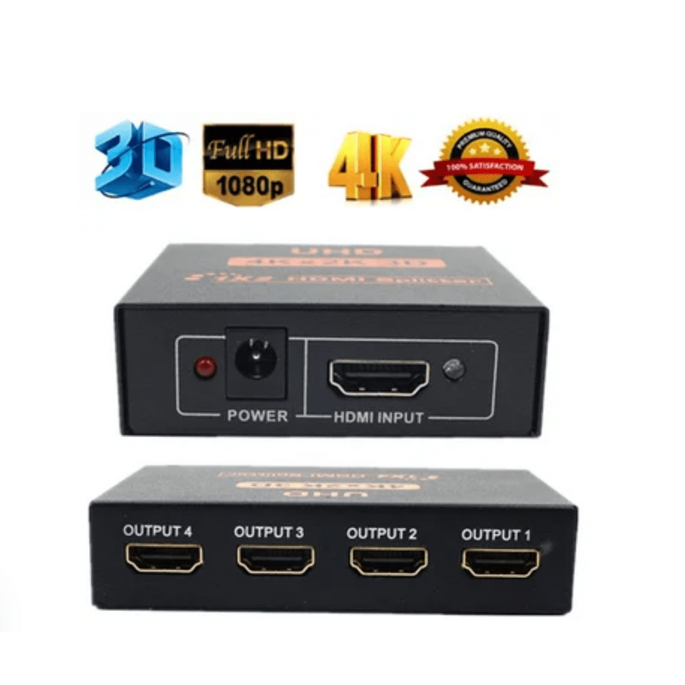 Hdmi Splitter 1x4 2.0 Full Hd 4k Multiplica Señal Conecta 4 tv - negro