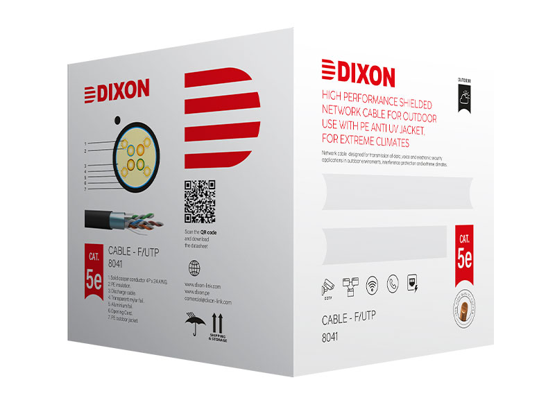 CABLE UTP DIXON 8041 CAT.5E 4PX24AWG EXTERIORES UV 305M BK