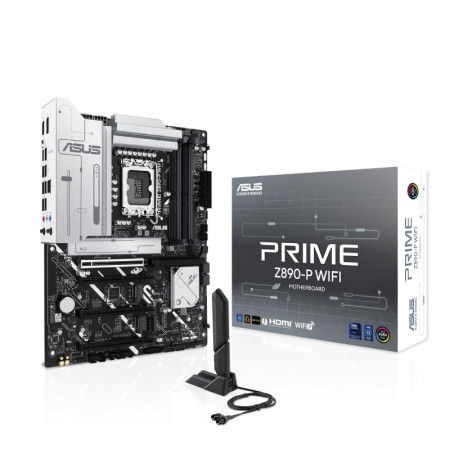 Asus Placa base de escritorio para juegos Asus Prime Z890-P WIFI - Intel Z890 Conjunto de Circuitos Integrados - ATX - 192GB DDR5 SDRAM Maximum RAM - DIMM, UDIMM - 4 x Memory Slots - Gigabit Ethernet - 2.5Gigabit Ethernet - IEEE 802.11be - HDMI - DisplayP