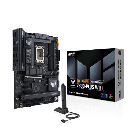 Asus Placa base de escritorio para juegos TUF Z890-PLUS WIFI - Intel Z890 Conjunto de Circuitos Integrados - ATX - 192GB DDR5 SDRAM Maximum RAM - DIMM, UDIMM - 4 x Memory Slots - Gigabit Ethernet - 2.5Gigabit Ethernet - IEEE 802.11be - HDMI - DisplayPort 