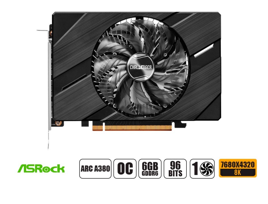 TARJETA DE VIDEO ASROCK ARC A380 CHALLENGER ITX 6GB OC GDDR6 INTEL 96BITS (A380 CLI 6G)