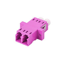 Adaptador multimodo OM4 LC duplex clip metal color VIOLETA