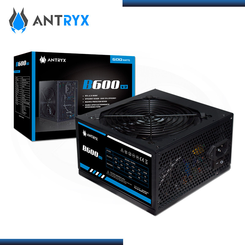 Fuente Antryx B600 V3 Black 600W Box Tipo ATX V2.31 100 - 240 Vac