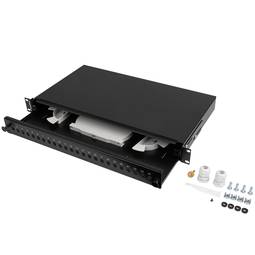 BANDEJA 2U 48xSC Simplex Black Sliding Panel - Unloaded With Cable Management & Splice Bridge Incluye manguitos termocontraibles