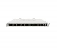 MikroTik El interruptor CRS354-48P-4S+2Q+RM tiene 48 puertos RJ45 1G y 4 puertos SFP+ 10G. 2 puertos QSFP+ de 40G para conexiones de fibra extremadame