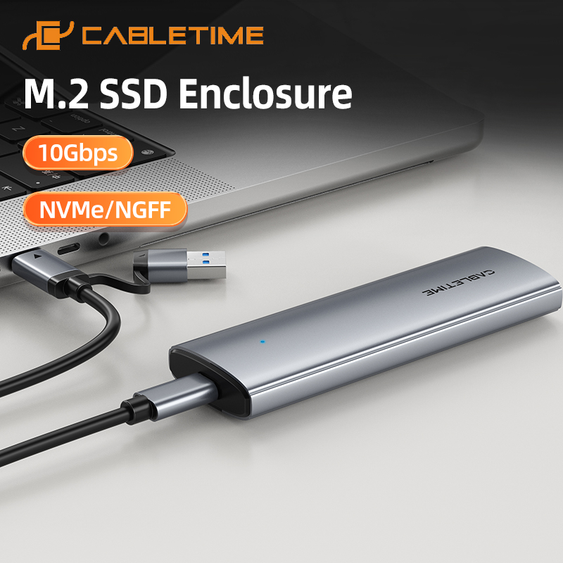 CASE SSD M.2 CABLETIME CB32G 2IN1 USB-C Y USB-A
