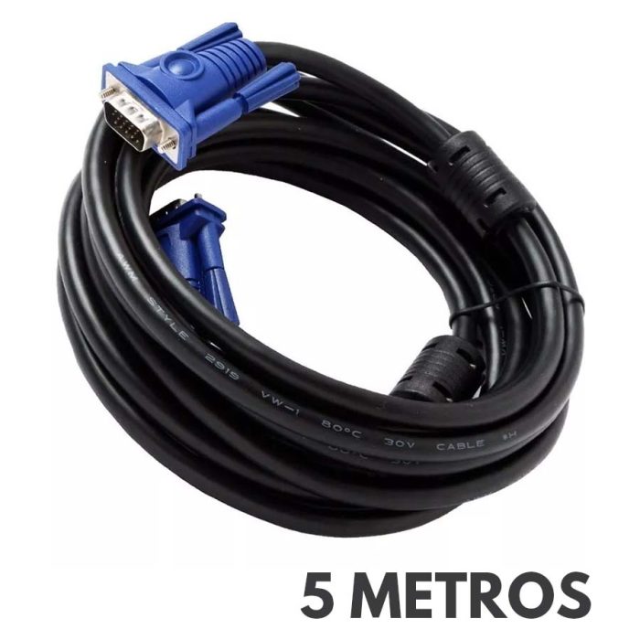 CABLE VGA DB15 -15 PINES MACHO A MACHO DE 5 METROS DOBLE FILTRO