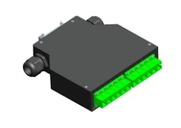 Cajita montaje DIN-RAIL con 6 acopladores LC DPX MM y 5 tapitas ciegas sello IP55 (BLACK)