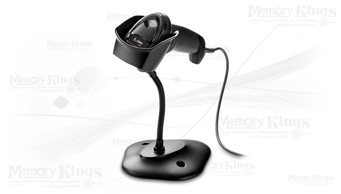 Motorola Zebra DS2208 - Lector de cOdigos de barras 1D y 2D (cOdigos  lineales y bidimensionales), cableado, rango estandar. De color negro.  Incluye cable USB y soporte DS2208-SR7U2100SGW