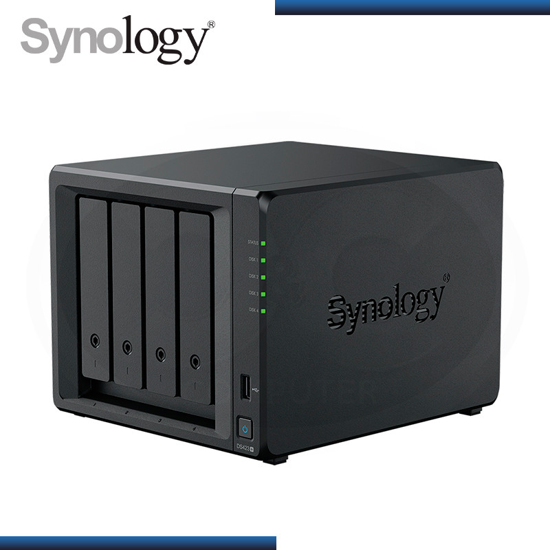 Servidor NAS Synology DiskStation DS423+, Intel Celeron J4125 Hasta 2.7 GHz, RAM 2GB-DDR4, 4x Bahias HDD, 2x M.2 (2280), 2 Puertos RJ-45 1GbE LAN