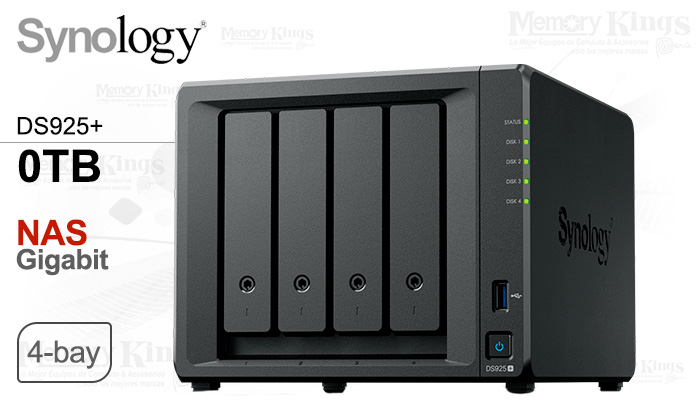 ALMACENAMIENTO NAS 0TB SYNOLOGY DS925+ 4-bahias