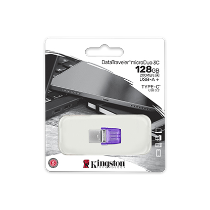 memoria flash usb kingston 128gb datatraveler microduo 3c 200mb/s dual usb-a + usb-c[