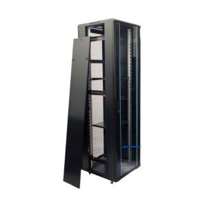 EL-ROI GABINETE DE PISO 42RU PUERTA DELANTERA VIDRIO Y POSTERIOR DOBLE MICROPERFORADO. 2.06 MTR ALT X 60CM ANC X80CM PROF. EL-ROI