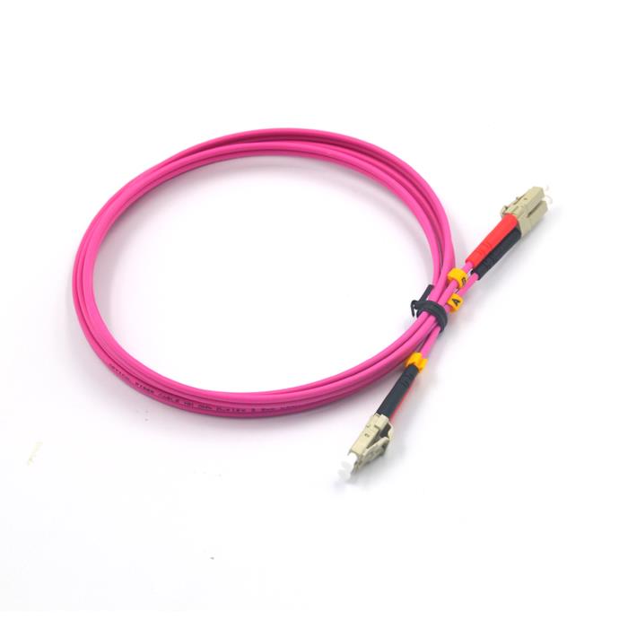 PATCH CORD DE FIBRA OPTICA DUPLEX MULTIMODO OM4 LC-LC DE 20 METROS COLOR VIOLETA, CHAQUETA DE 2MM.