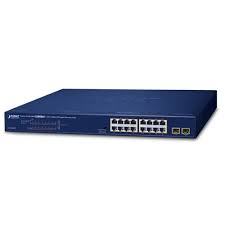 PLANET GSW-1820HP Switch de 16 puertos rackeable 10/100/1000T 802.3at PoE + 2 puertos 1000X SFP gigabit Ethernet (A PEDIDO)
