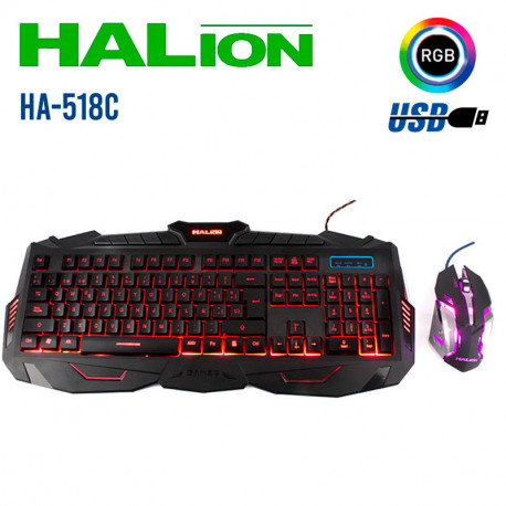 COMBO HALION DRACO ( HA-518C ) GAMING | TECLADO+MOUSE | LED- 3 COLORES