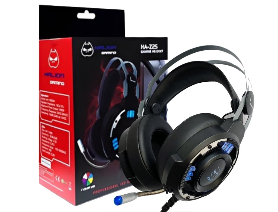 AURICULAR HALION ( HA-Z25 ) GAMING | NEGRO C/ PLOMO | LED -MULTICOLOR