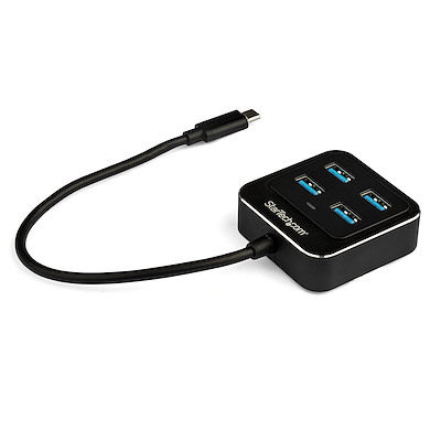 StarTech.com Concentrador USB - USB Tipo C - Externo - Negro - Soporte UASP - 4 Total USB Port(s) - 4 Puerto(s) USB 3.1