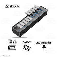 HUB 10 PORTS iDock USB3.0 (IDK-1000) Black   - (PEDIDO 60 DIAS)