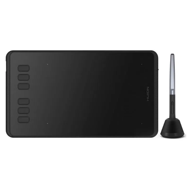 Tableta gráfica Huion H640P, área de trabajo 6.3 x 3.9" + incluye lápiz PW100, negro