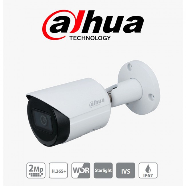 IPC-HFW2231S-S-S2 - LITE - CAMARA BULLET FHD / 2.8MM / 2MP, METAL, IP67, POE, SD CARD MAX. 256GB