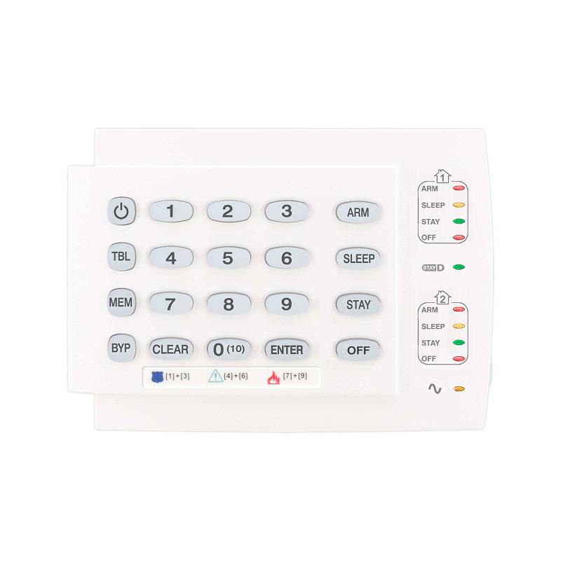 K10H - Teclado LED Cableado de 10 Zonas (2 Particiones) - Iluminación de Teclas patentada - 3 alarmas de pánico activadas por el teclado - Compatible con, Magellan y la Serie Spectra