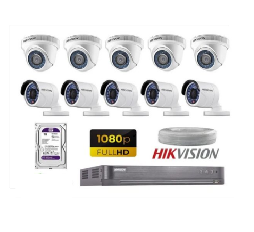 Kit 8 Camaras De Seguridad Full Hd 1080P Hikvision Con Disco De 2TB y accesorios completos