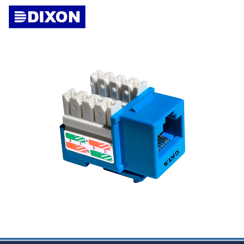 ADAPTADOR JACK 180° RJ45 CAT 6 DIXON Azul