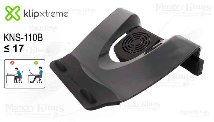 Klip Xtreme KNS-110B Notebook Stand / Cooling Station - Soporte para ordenador port�til - con concentrador USB de 4 puertos, ventilador de refrigeraci�n