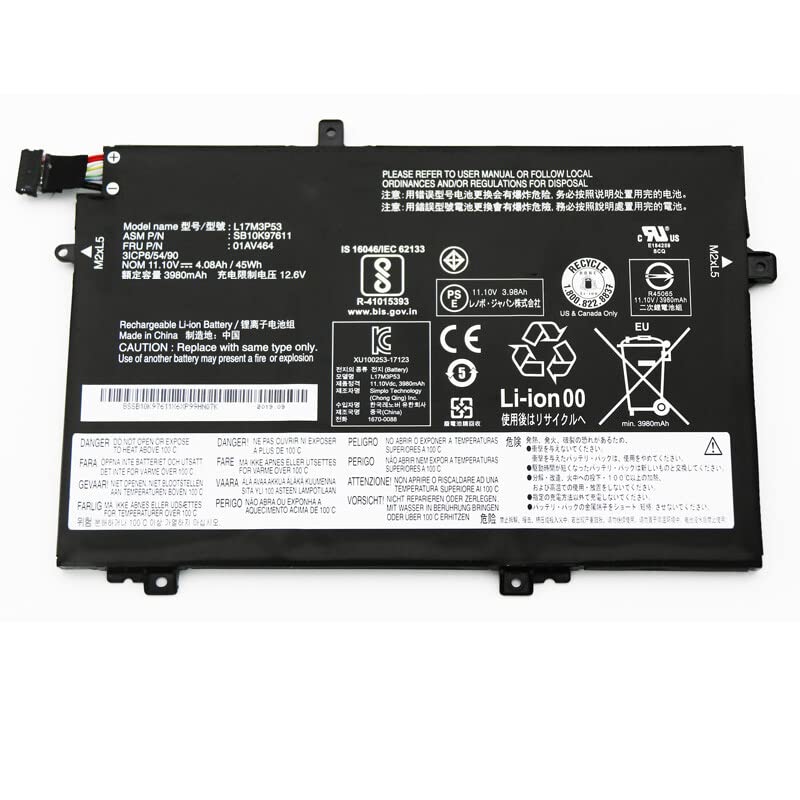 Batería Generica para LENOVO ThinkPad L480 L580 01AV464 01AV465 01AV466 L17C3P52 L17M3P53 L17M3P54 SB10K97611 SB10K97612