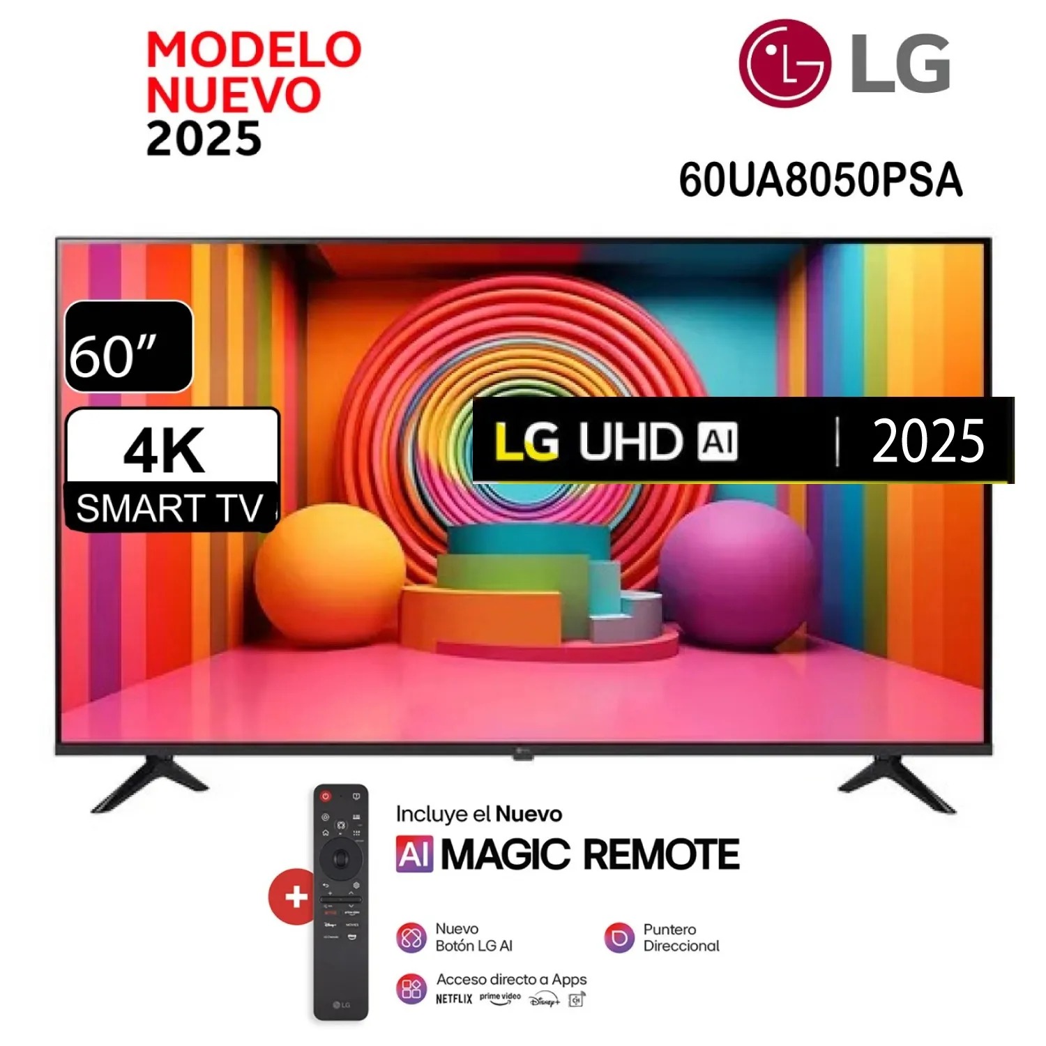 Televisor LG 60 Smart UHD 4K Thinq Ai 60UA8050PSA + Magic Remote