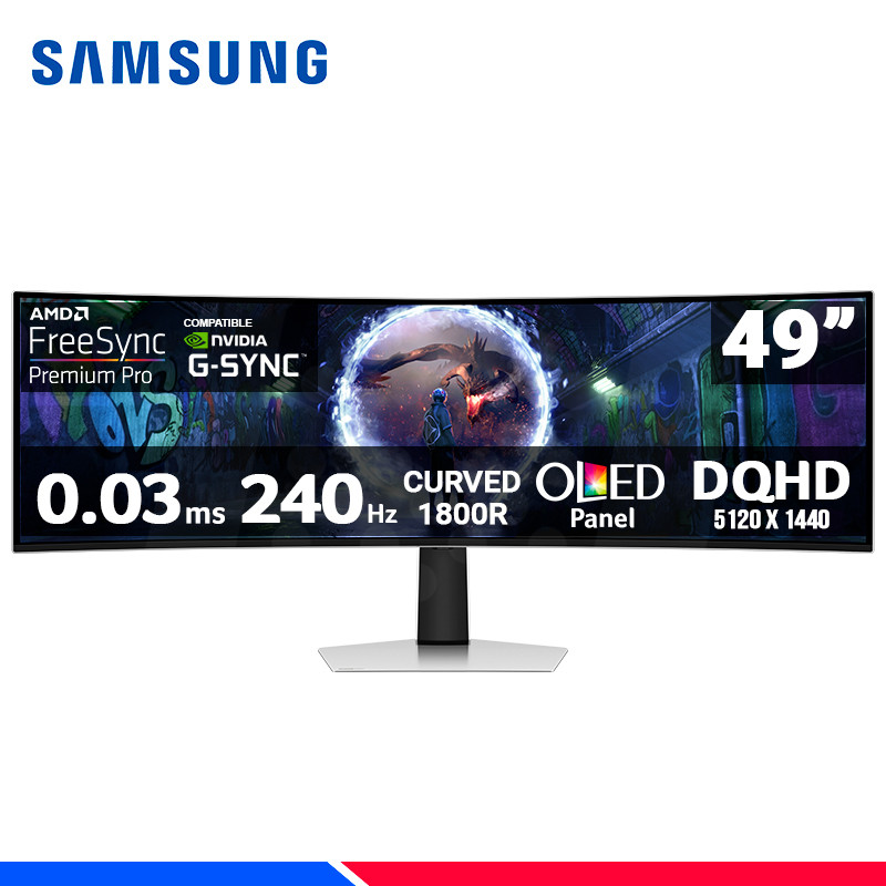 monitor curvo gaming samsung odyssey oled g9, 49qhd, 240 hz, hdmi, dp, micro hdmi[@@