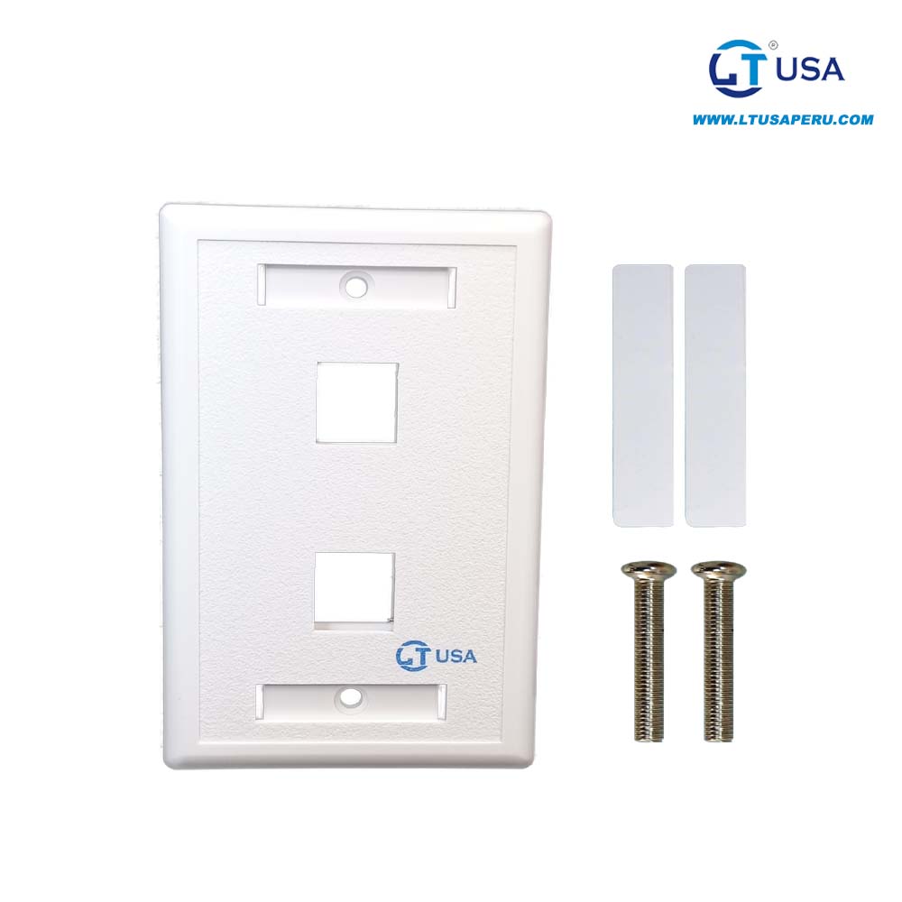 LT USA PLACA EJECUTIVA VERTICAL DE 2 PUERTOS (FACEPLATE) 40.00 , BLANCO.70X114MM.