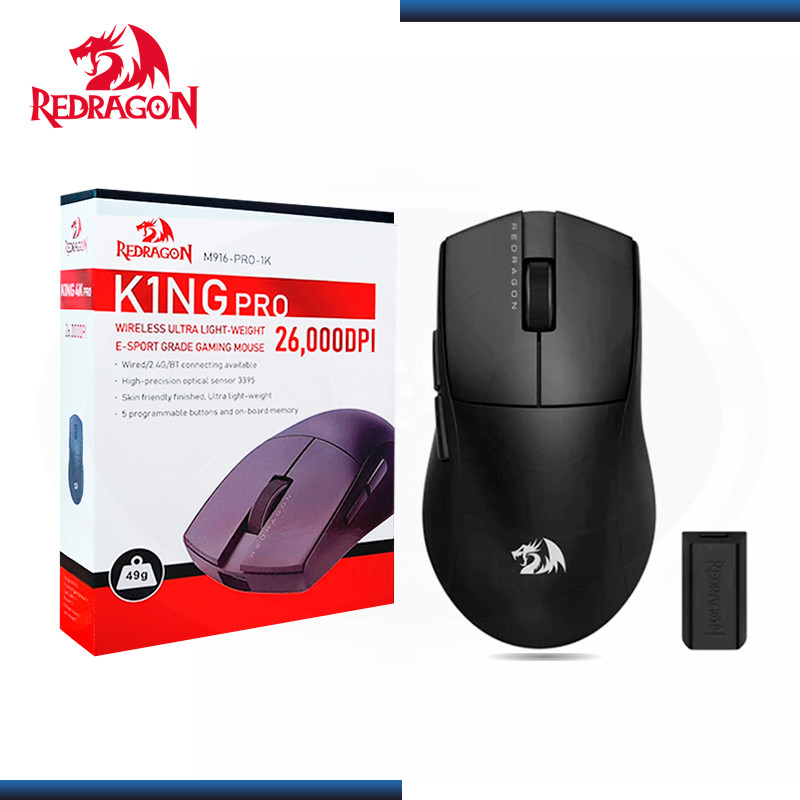 MOUSE REDRAGON M916 K1NG PRO 4K BLACK 5 BOTONES 26,000 DPI USB-C/BLUETOOTH/WIRELESS