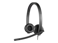 Logitech H570e Wired Headset, Stereo Headphones with Noise-Cancelling Microphone, USB, in-Line Controls with Mute Button, Indicator LED, PC/Mac/Laptop - Black - Auricular