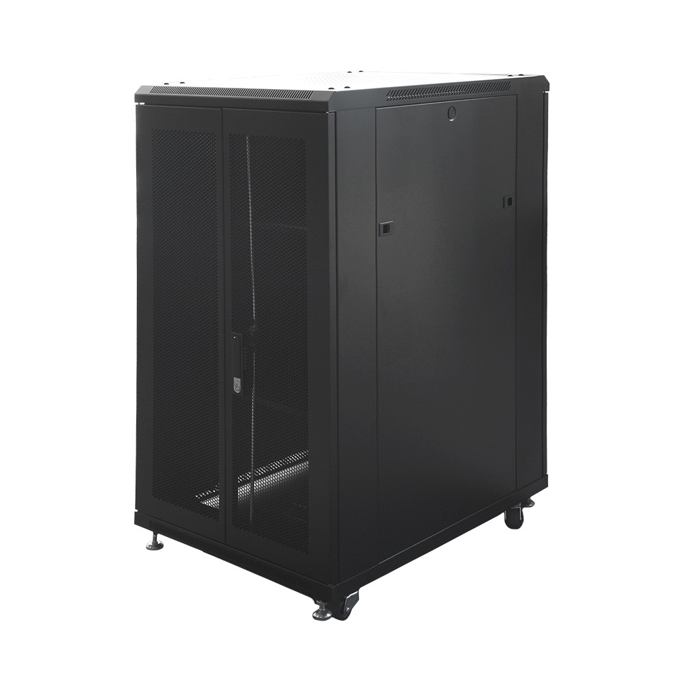 Gabinete de Piso 22-RU 1,166 x 600 x 800mm (Puertas: Frontal y posterior doble hoja, ambas con malla) Incluye kit de 4 ventiladores