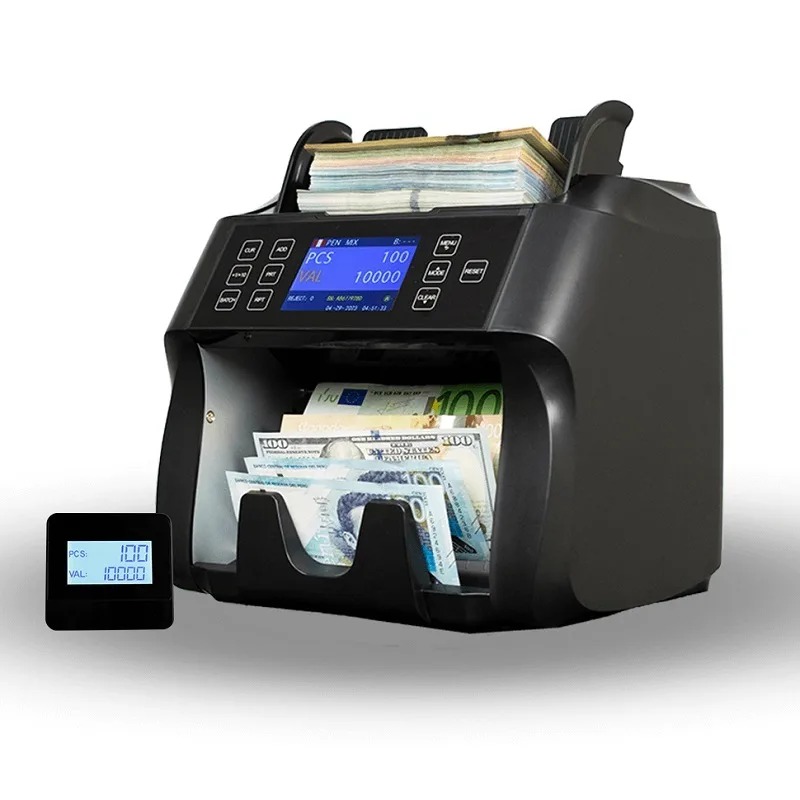 NOVO 5000 - Contadora y valorizadora de billetes multidivisa, 1 bolsillo, hasta 1,500 billetes/min, detección de falsos CIS/IR/UV/MG, lectura de números de serie, pantalla táctil 3.5", USB/RS-232/LAN, color negro