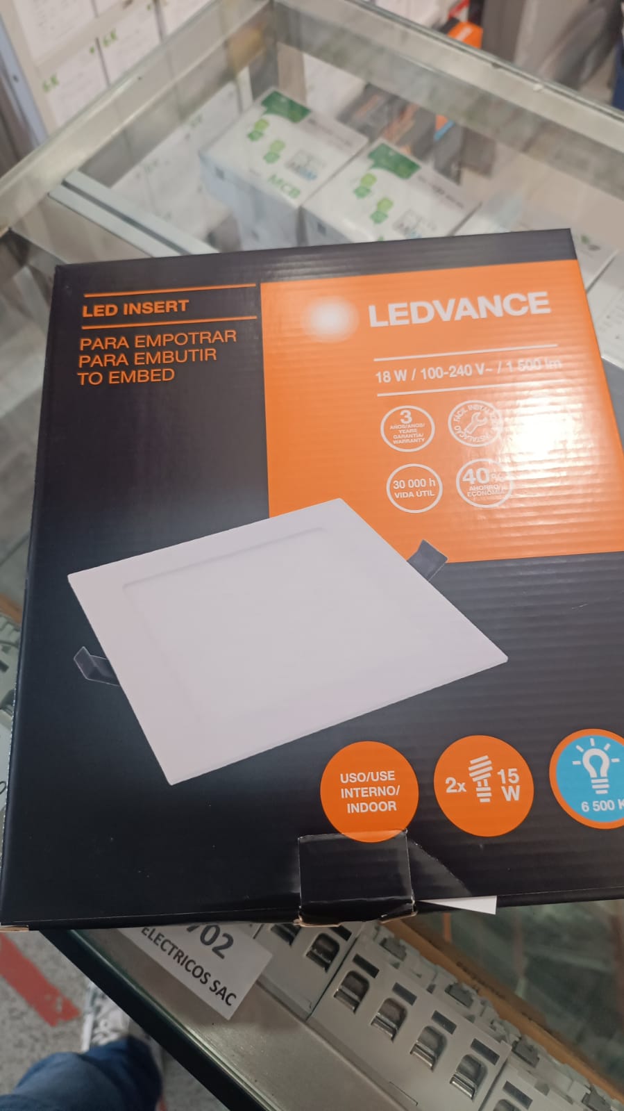 LUMINARIA PANEL SLIM 18W CUADRADO 6500K LUZ BLANCA, FRIA