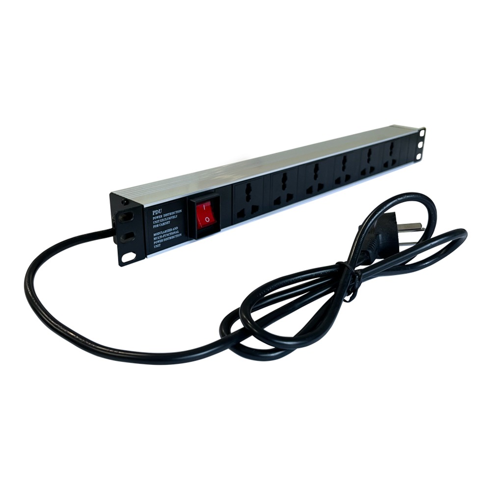 Multitoma electrica horizontal 110V-15A/220V-8A 6 tomas con linea a tierra.
