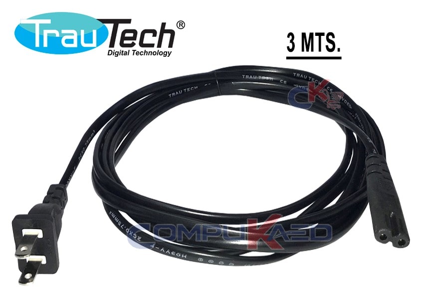 CABLE DE PODER TIPO 8 DE 3 METROS CALIBRE 2X18 AWG TRAUTECH